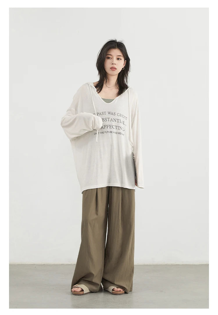 CHIC VEN レディースパンツ 無地 伸縮性ウエスト ゆったり ハイウエスト カジュアル 女性用 トラウザー ロング ワイドレッグパンツ 春夏 2025