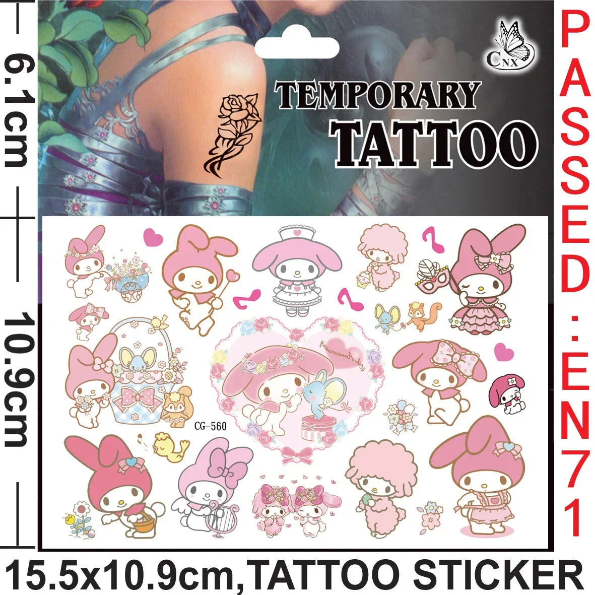 Sanrio series Tattoo Stickers Waterproof Cute Sticker Anime Birthday Party Supplies Decoration For Kids Women Men Gift