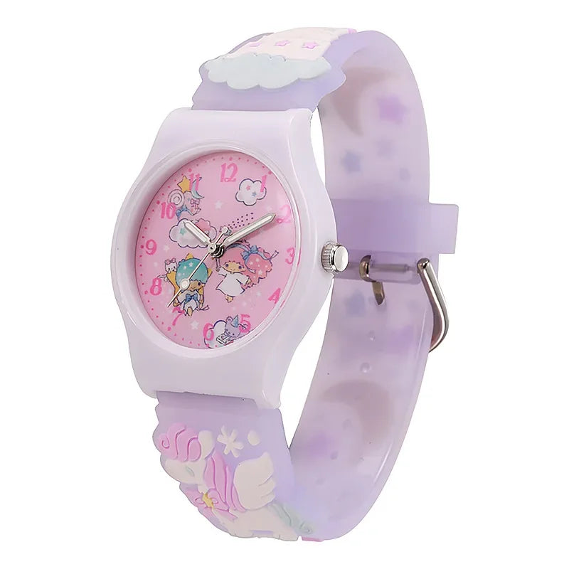 Sanrio Hello Kitty Children Wrist Watch Kuromi Cinnamoroll My Melody Kawaii Waterproof Silica Gel Chronograph Watch Student Gift