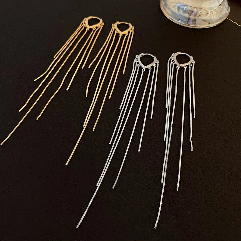 925 Silver Needle Korean Fashion Long Chain Tassel Earrings For Women Metal Earing Jewelry 2025 Trending Women's Drop Earrings