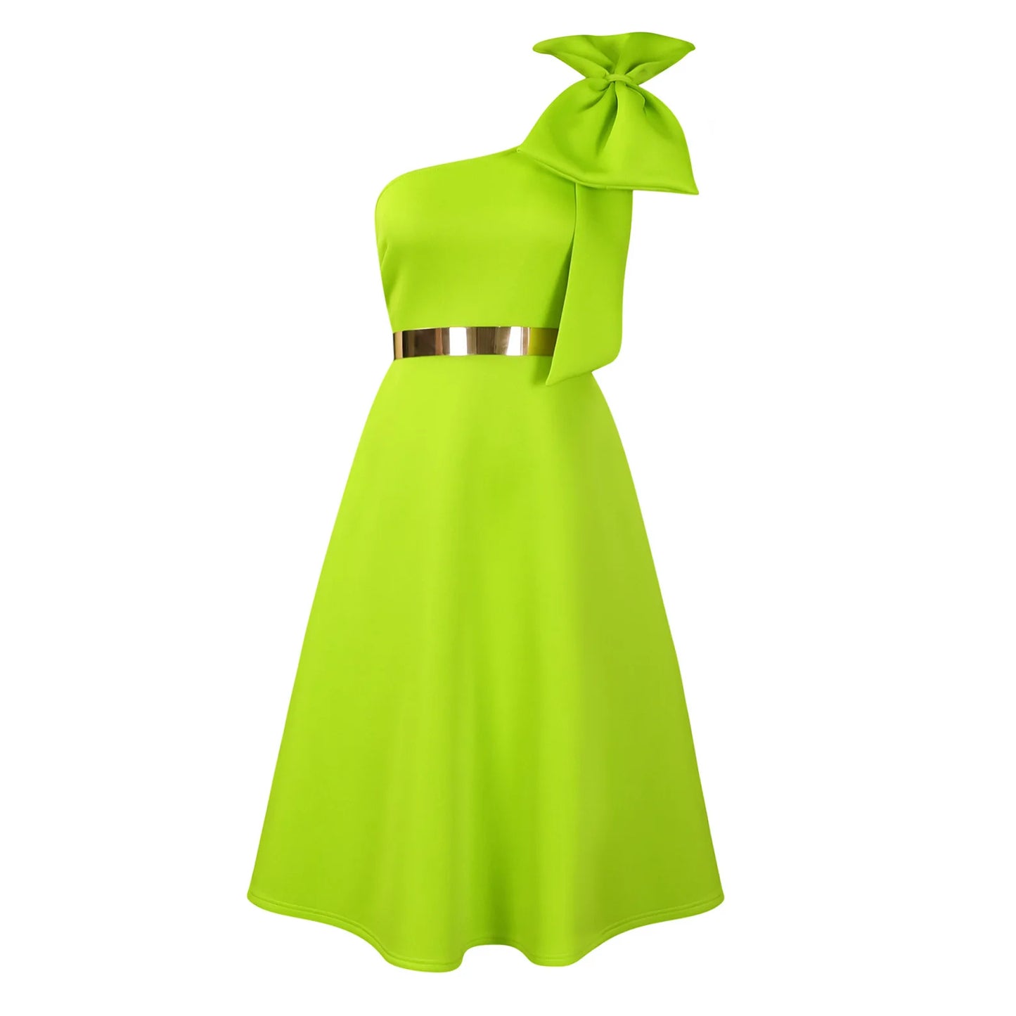 French One Shoulder A Line Pleated Birthday Party Dresses Women Bow Sleeveless Belt Large Skirt Elegant Women's Party Dress