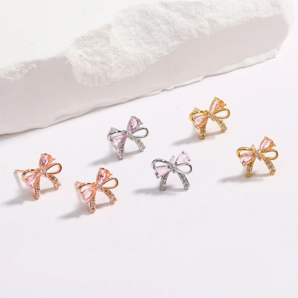 Y2K Exquisite Sweet Pink Zircon Bowknot Love Heart Chain Bracelet For Women Girls Party Birthday Jewelry Gift