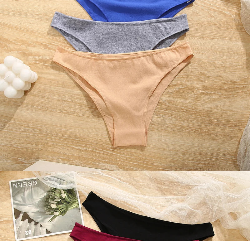 FINETOO 5PCS/Set M-XXL Panties Women Cotton Lingerie Woman Underwear Sexy Femme Underwear Girls Underpant Panty 7 Solid Colors