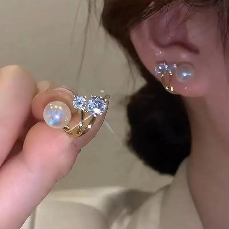 925 Silver Needle Korean Vintage Brown Pearl Earrings For Women Jewelry 2025 Trending New Luxury Women's Red Ball Earrings gifts
