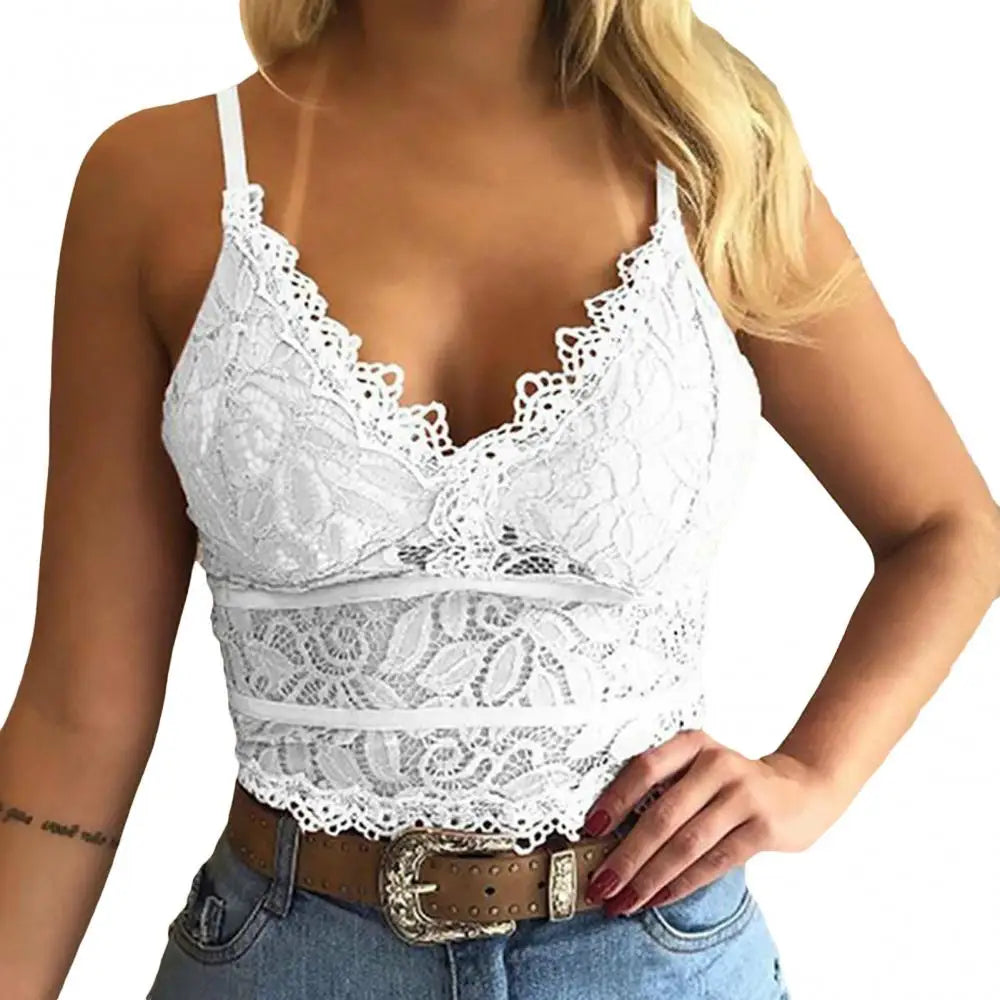 Plus Size 3XL Vest Tank Women Lace Sexy Camisole V Neck Tank Top Underwear Vest Candy Color Bralette Clothes