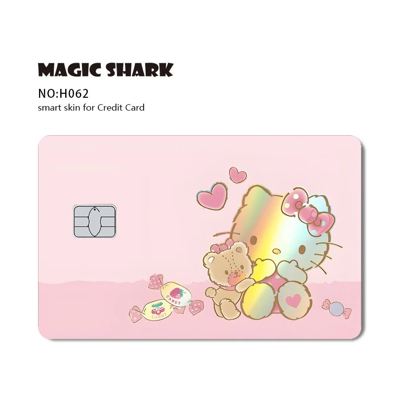 ホットセール Hello Kitty Kuromi ホログラフィックレーザー光沢フィルムスキンカバーステッカー(デビット・クレジットカード・銀行カード用)