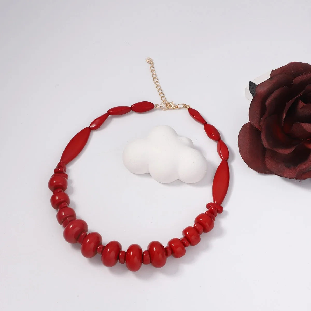 Crossborder sales of Bohemian style double layer wear resin coral necklace women's fashion personality plant red goth halloween