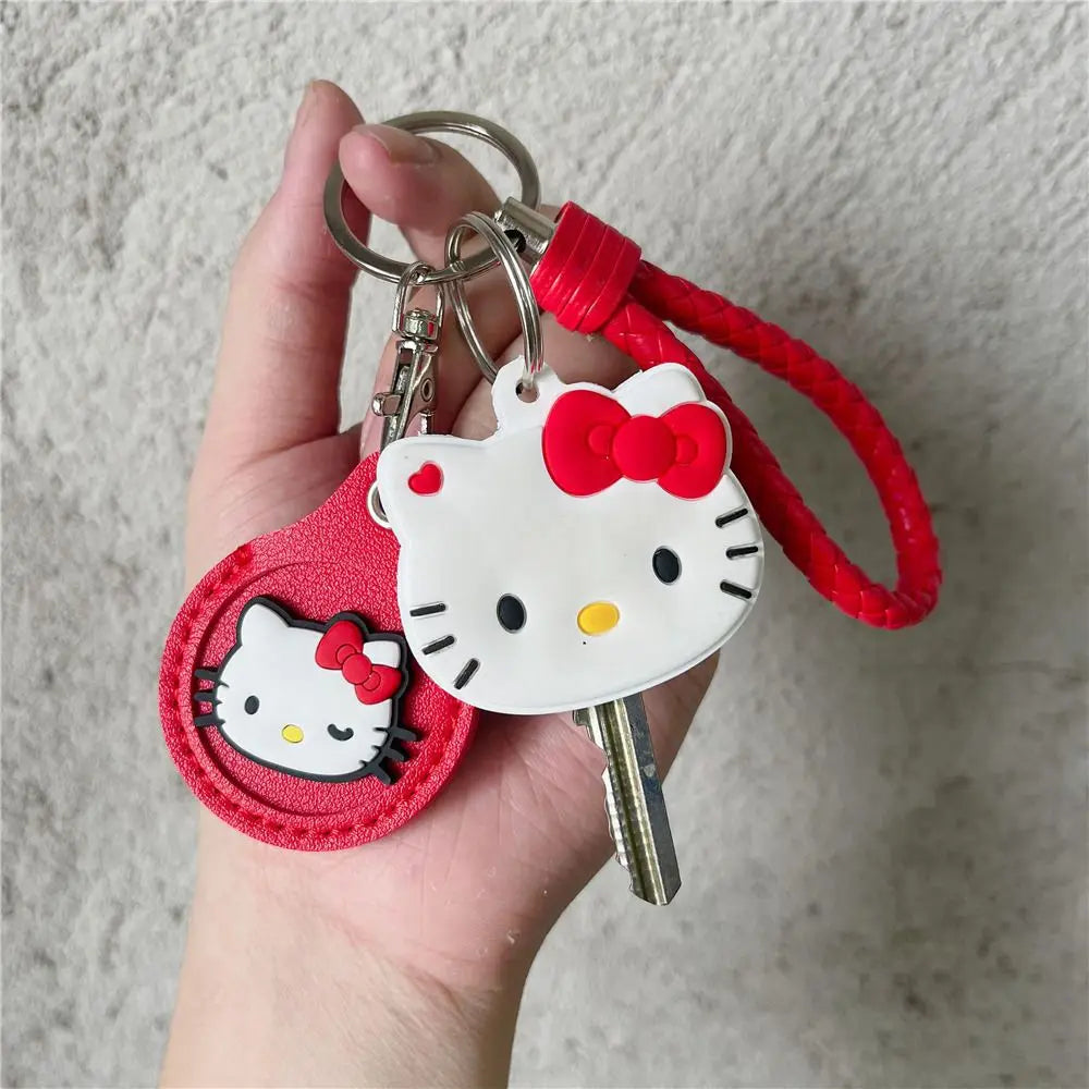 Sanrio Hello Kitty Kuromi Keychain Silicone Kawaii Anime Cute Key Case Kt Cat Pendant Melody Access Control Card Case Keychain