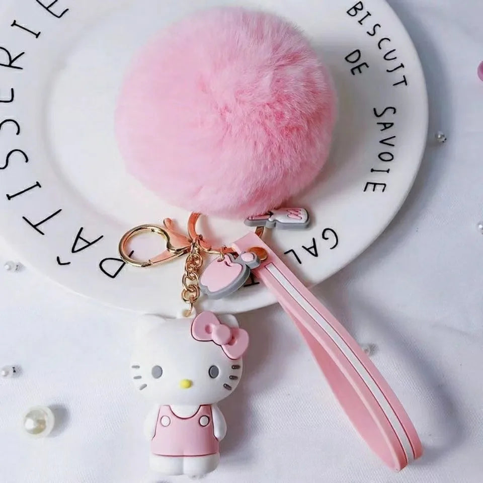 Cartoon Kuromi Sanrio Keychain Cute MelodyHello Kitty Cinnamoroll Doll Pendant Decoration Keyring Jewelry Girl&Child Gifts Toy