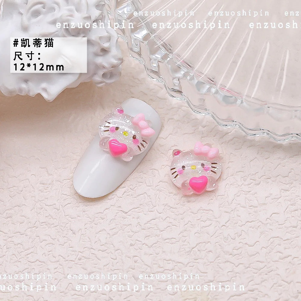 50Pcs Nail Charms Set - Oversized 3D Kuromi & Pochacco Resin Decor for Bold Kawaii Nail Art