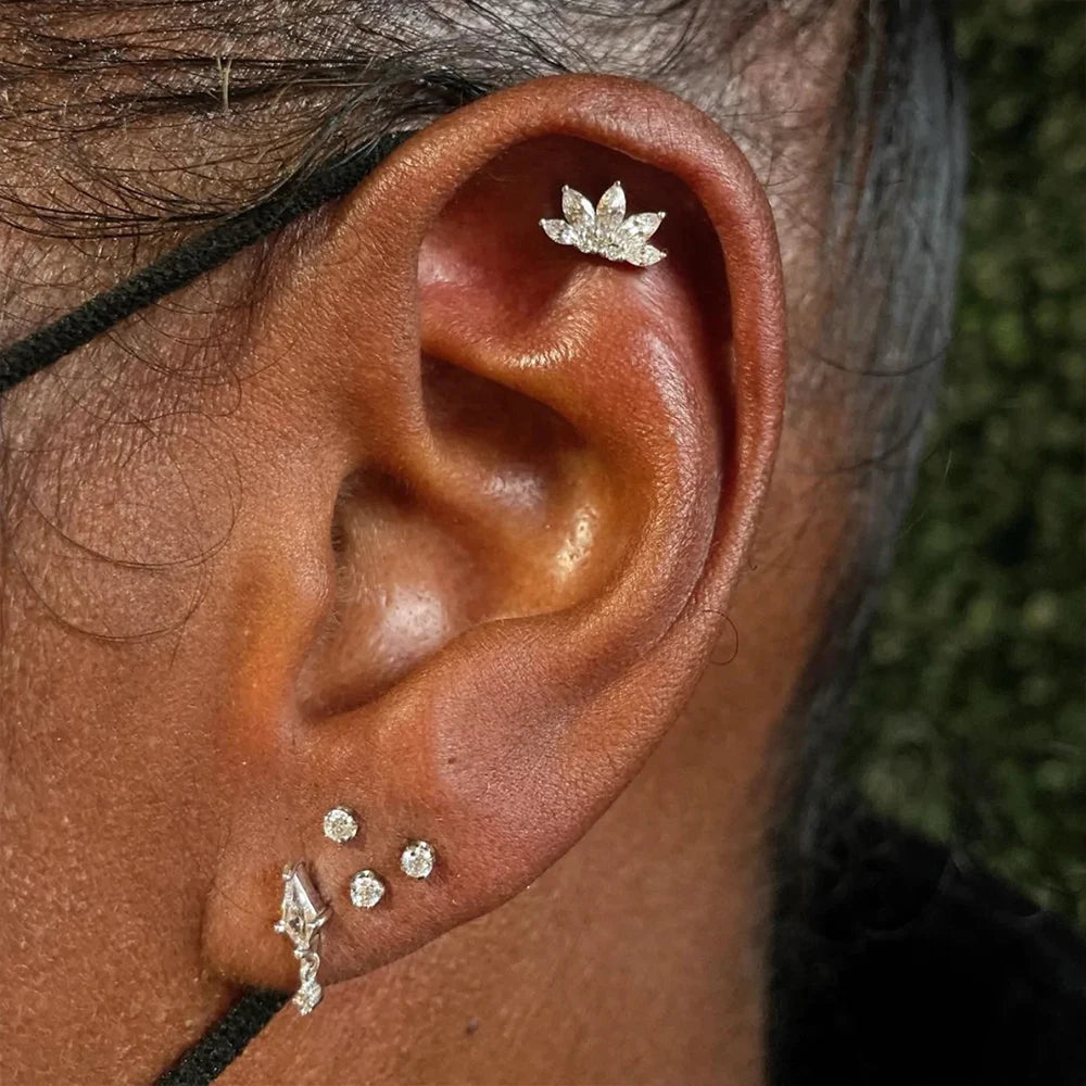 Aide 925 Sterling Silver 1pc Geometry Multi Piercing Stud Earrings For Women K Gold Simple Elegant Tassel Jewelry Gift Pendiente