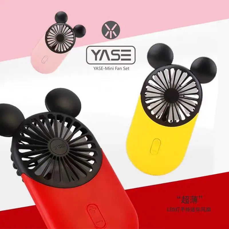 Kawaii Disney Mickey Mouse Handheld Fan Cartoon Usb Charging Small Fan Mini Portable Pocket Handheld Fan Led Light Birthday Gift