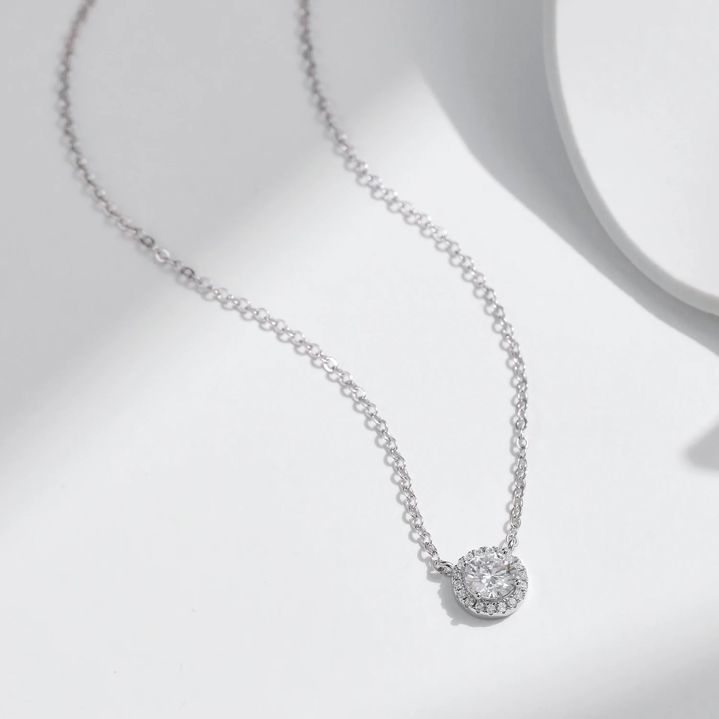 MODIAN Square & Round Halo Moissanite 925 Sterling Silver Pendant Necklace D Color VVS1 Lab Diamond Necklace For Women Jewelry