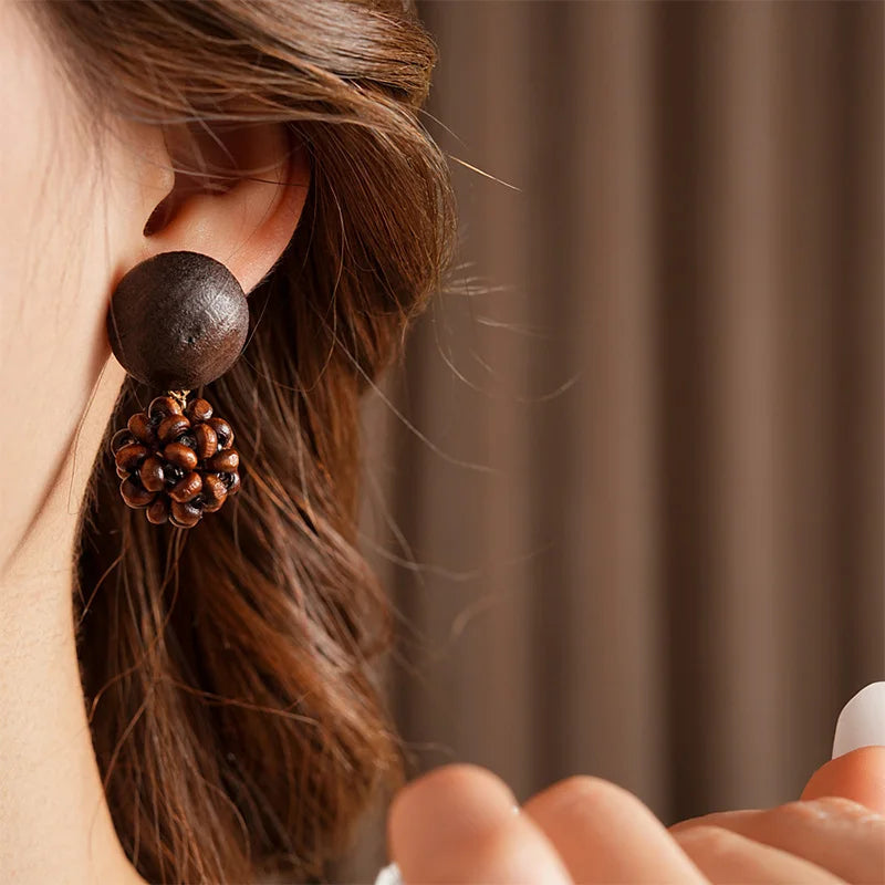 wooden beads Cluster Dangle post Earrings New Arrival National Style Fashion Jewelry Women Daily Wear Accessories Party CW134