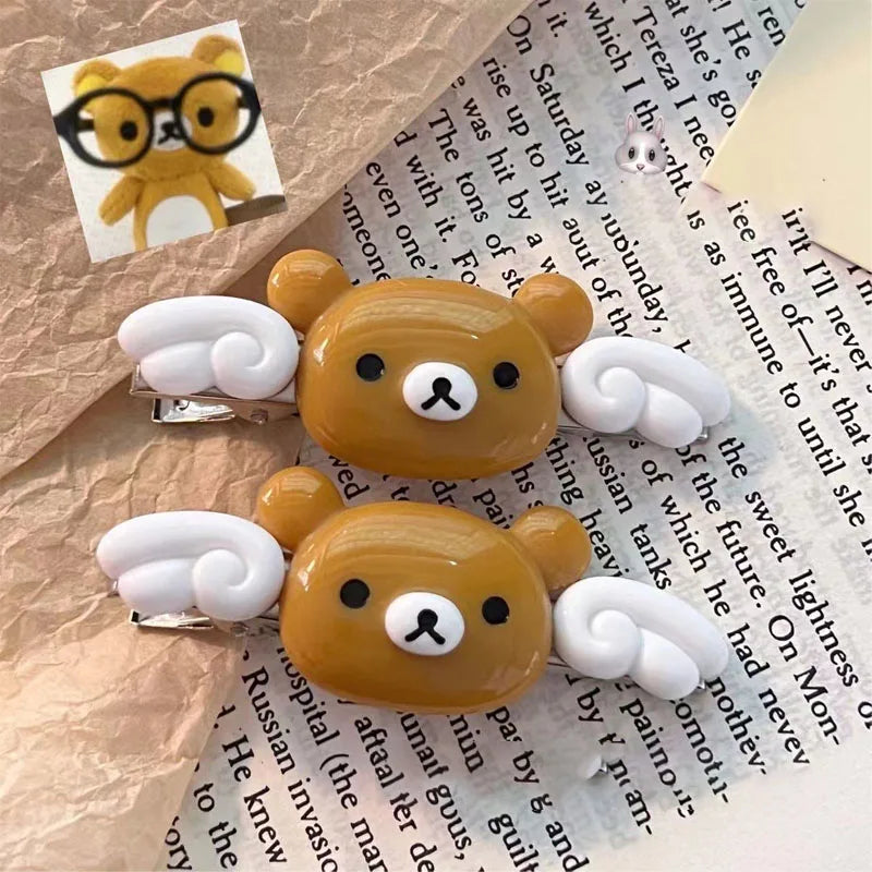 Kawaii Rilakkuma Cartoon Cute Hairpin Sweet Lovely Bangs Side Clip Students Versatile Hair Accessories Girls Birthday Gifts