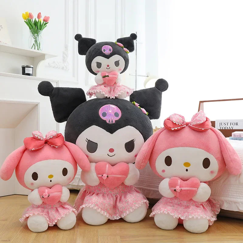 24CM Sanrio Anime Toys Kawaii Kuromi Mymelody Colorful Plush Love Series Stuffed Toy Plush Appease Doll Birthday Valentine Gift