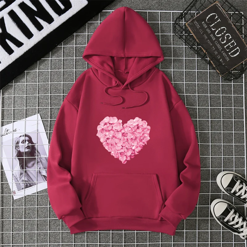 2025 Heart Shape Print Graphic Hoodies Cute Clothing Fashion Loose Pullover Sweatshirt Casual Girl Hoody Tops CYXX281