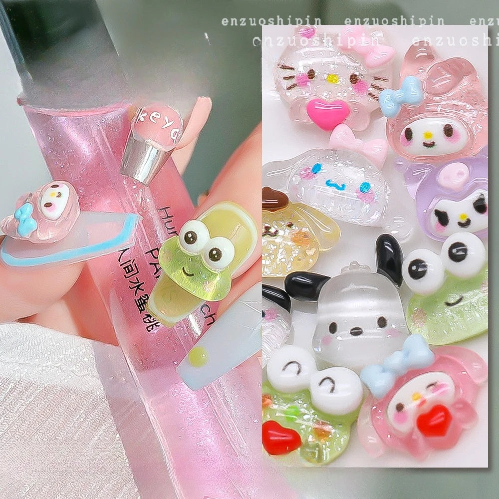 50Pcs Nail Charms Set - Oversized 3D Kuromi & Pochacco Resin Decor for Bold Kawaii Nail Art