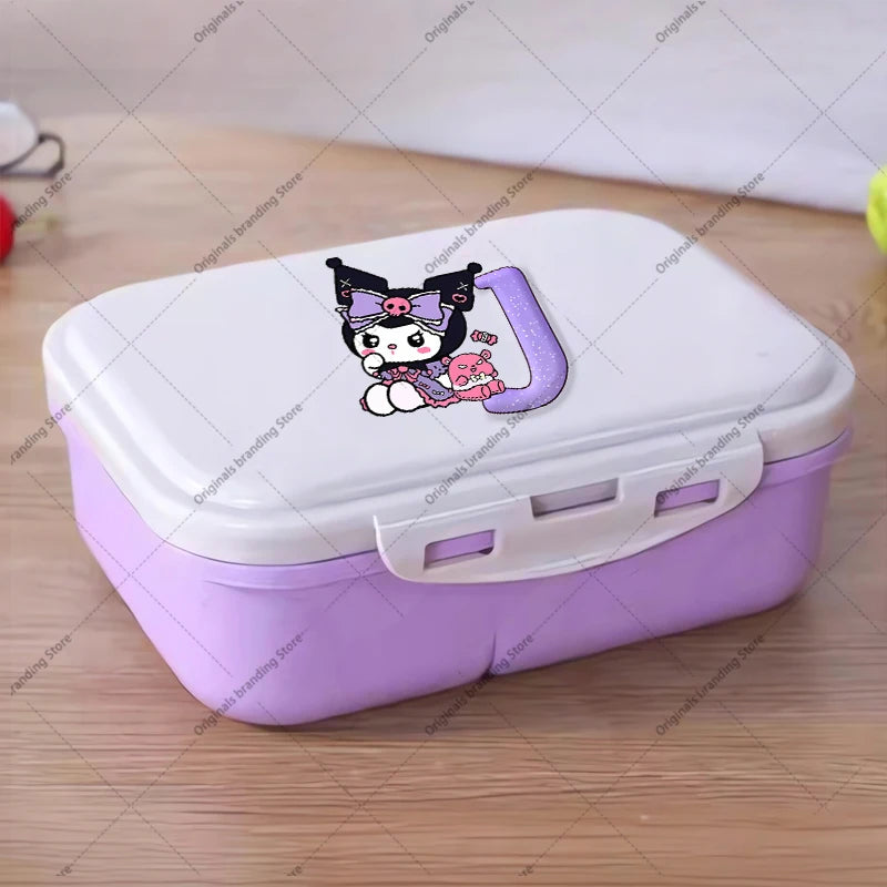 Kuromi 26 Letters Lunch Box Kawaii Girl Portable Bento Rice Boxs Student Hermetic Food Crisper Single Layer Capacity Kids Gift
