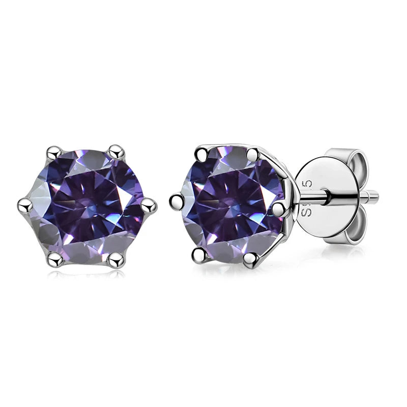 Butterflykiss Real 1 CT D Color Moissanite Stud Earrings For Women Top Quality 925 Sterling Silver Sparkling Wedding Jewelry