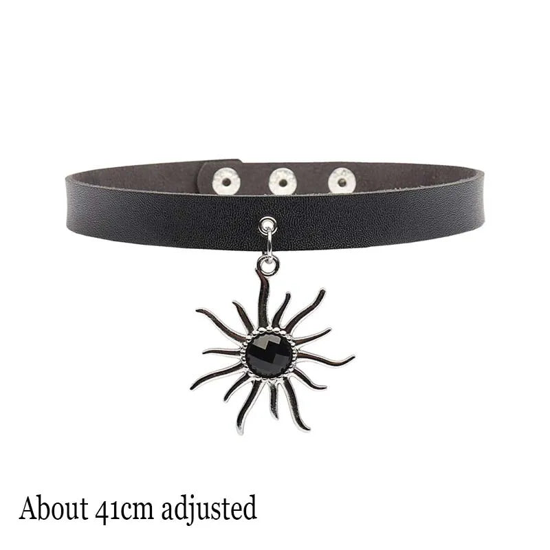 Woman Black Bat Punk Choker Collar Necklace Sexy PU Leather Heart Lock Key Spike Gothic Cosplay Accessories Party Jewelry New