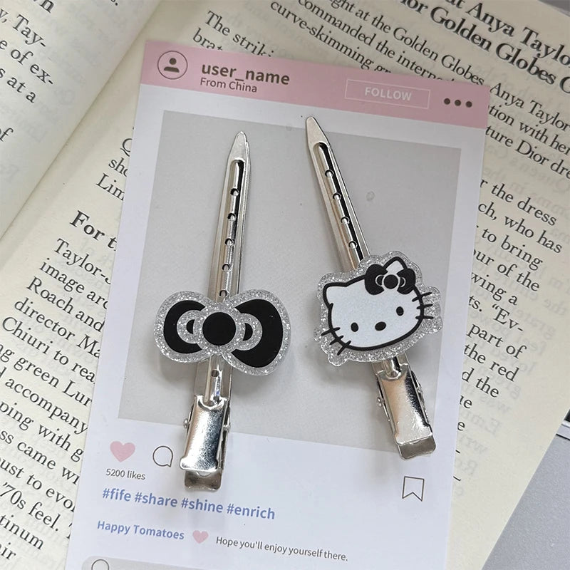 2/3/7pc Sanrio Hello Kitty Hairpin Pin Anime Cartoon Kuromi Cinnamoroll My Melody Barrettes Kawaii Hair Accessories Holiday Gift