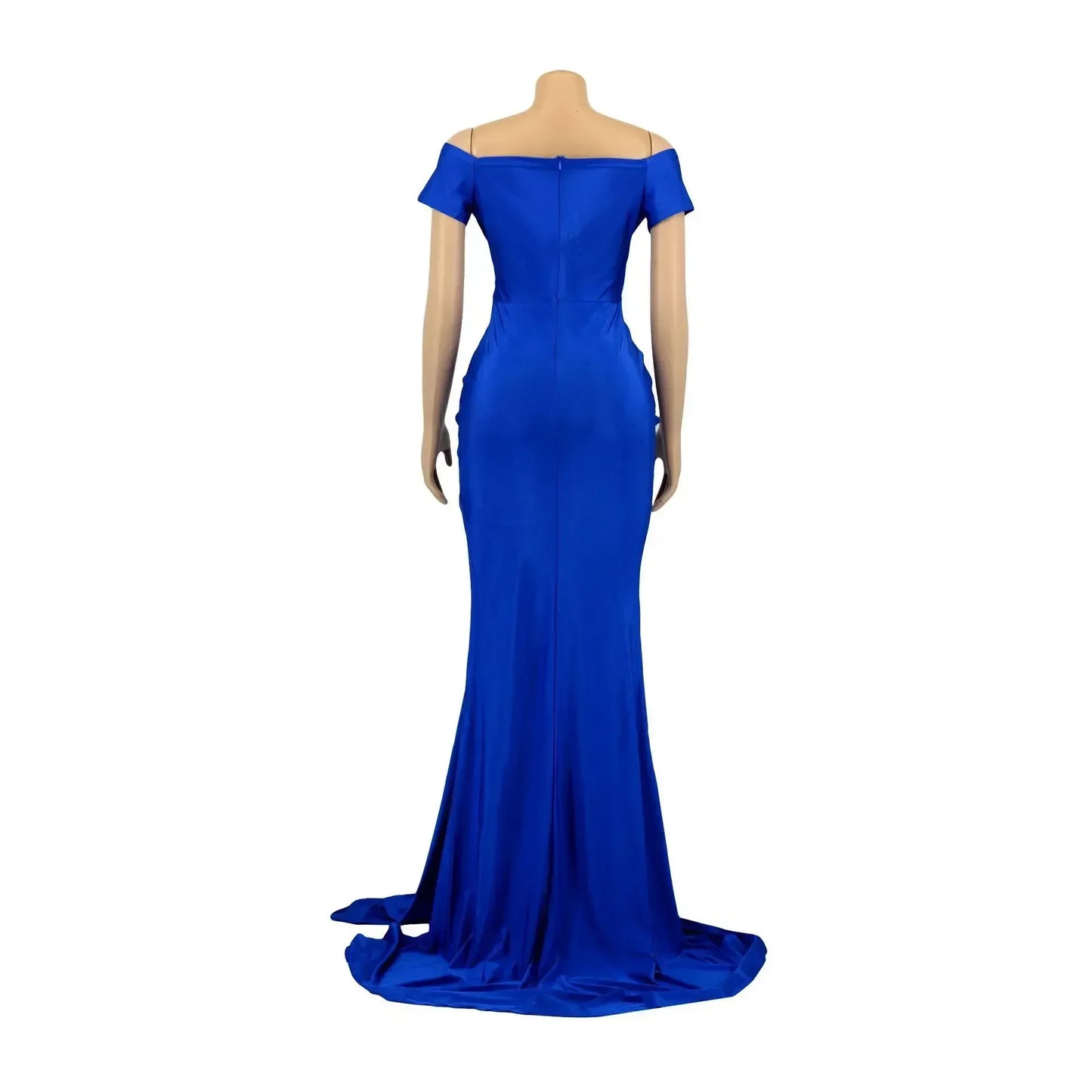 2024Sold Maxi Elegant Luxury Designer Party Dresses Women Off Shoulder Evening Dress Mermaid V-Neck Pleated Backless Long Dress