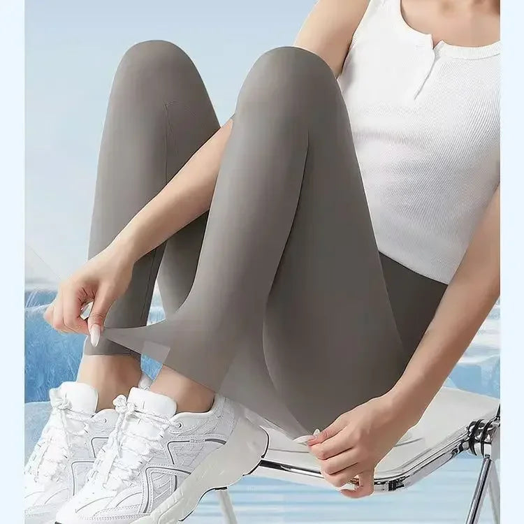 Women's Thin Yoga Leggings High-waisted Elastic Summer Thin Sunscreen Leggings Sexy Lift Buttocks Fitness Pants Bottoming Pants