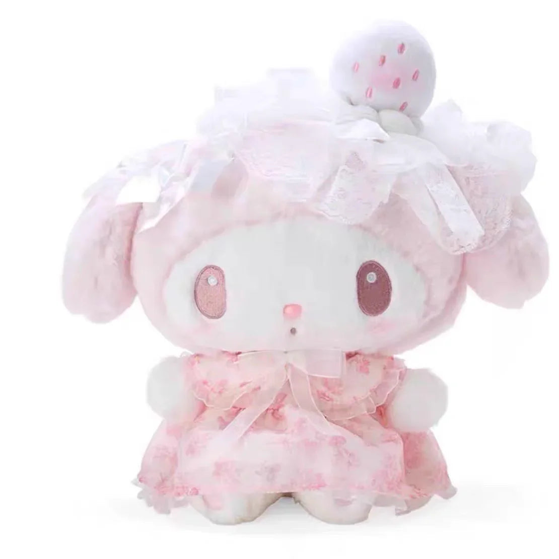 25CM Cartoon My Melody Kawaii Lolita Doll Sweet White Strawberry Soft Plush Companion Doll Girl Toy Birthday Gift