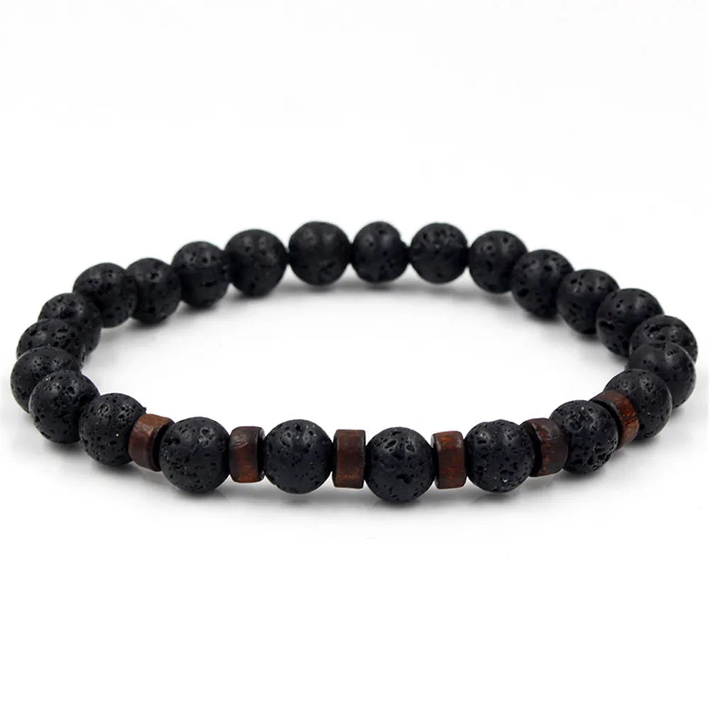 Volcanic Stone Bracelet for Men Lava Wooden Beads Bracelet Tibetan Buddha Wrist Chain Women Men Jewelry Gift New Bracelets