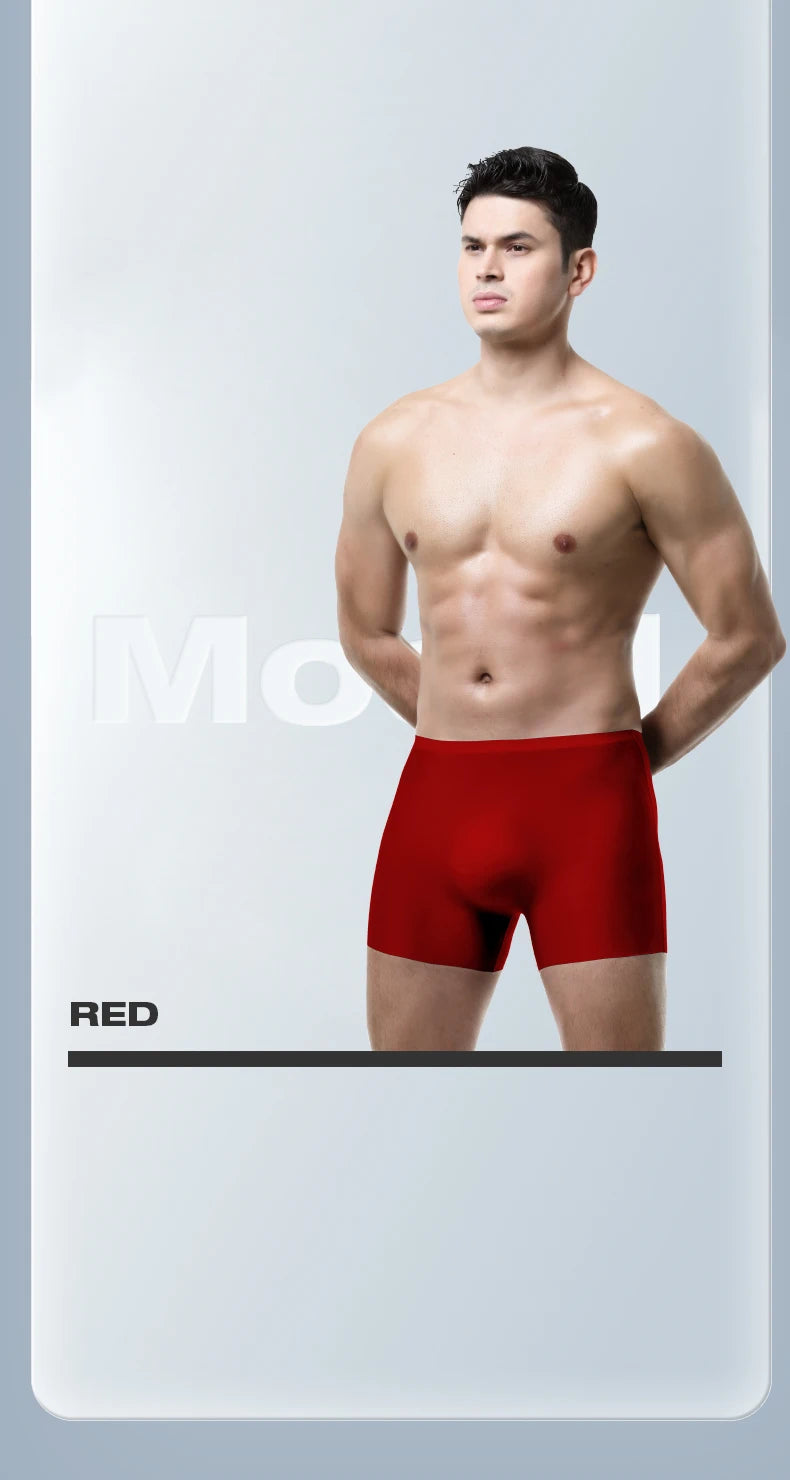 Men's Underwear Men's 3D Stamping Ice Silk Boxers Seamless Thin Boxers Lengthened Sports Summer Short Shorts Head