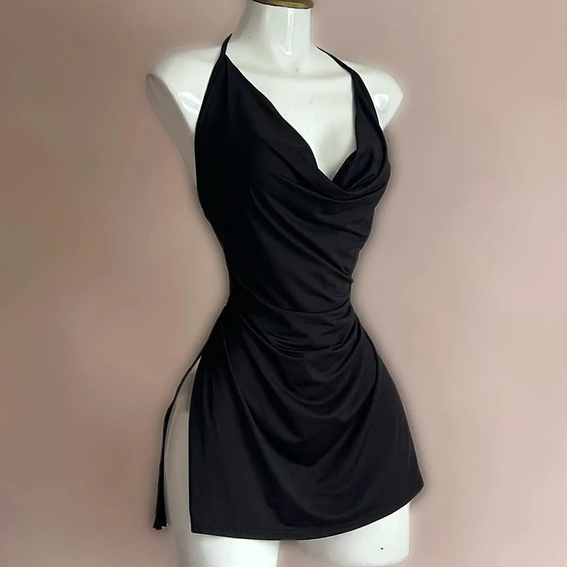 Women's Sexy Home Halter Camisole Dress Summer Spice Girl Dress Y2K Sexy Sleeveless Backless Red Mini Dresses Bodycon Lady Skirt