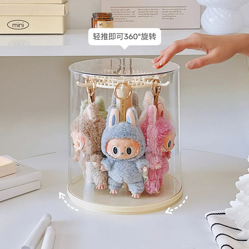 2024 new labubu pendant display box rotating transparent labubu plush doll figure blind box storage display stand girl gifts