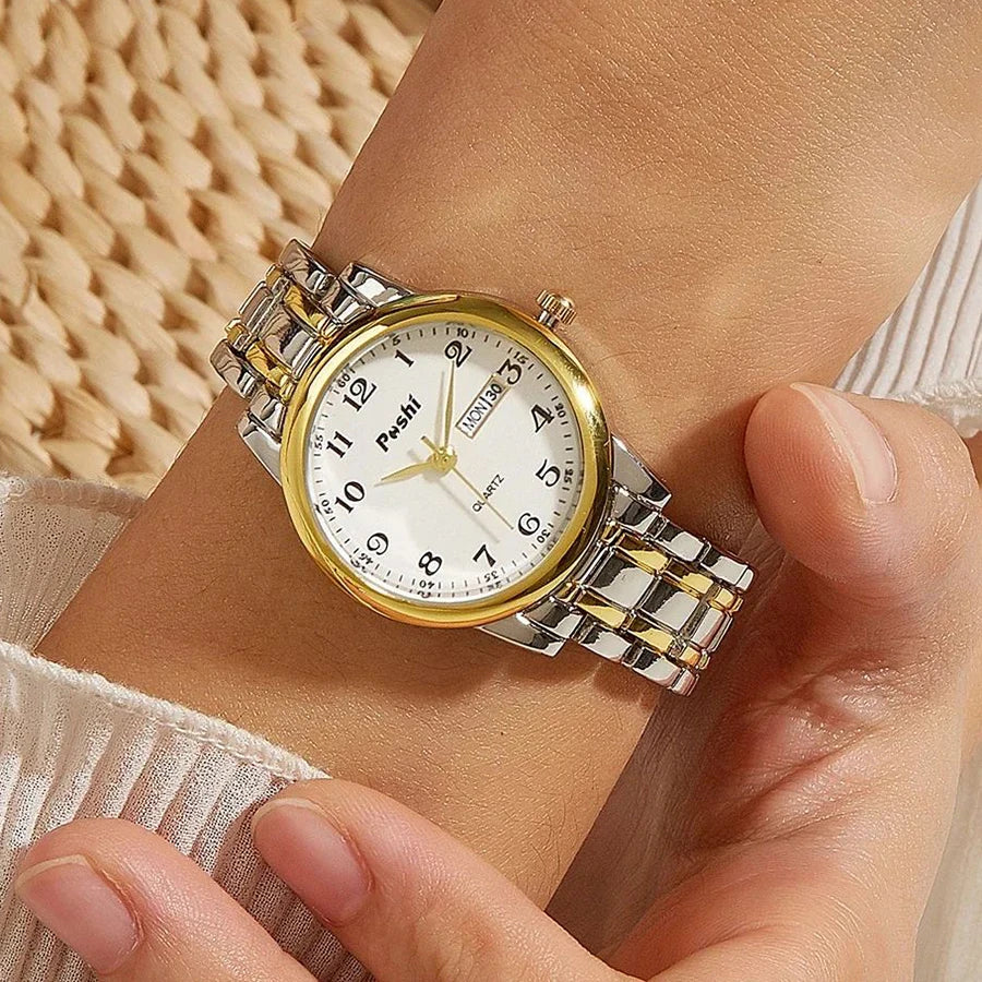 Luxury Women Watches Luminous Waterproof Fashion Ladies Quartz Watch Simple Scale Gold Plated Female Business Wristwatch Clock