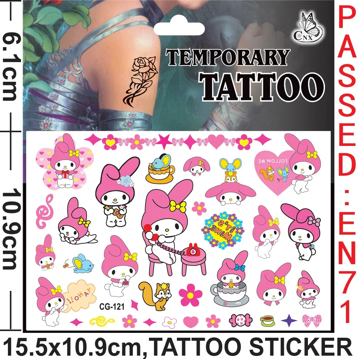 Sanrio series Tattoo Stickers Waterproof Cute Sticker Anime Birthday Party Supplies Decoration For Kids Women Men Gift