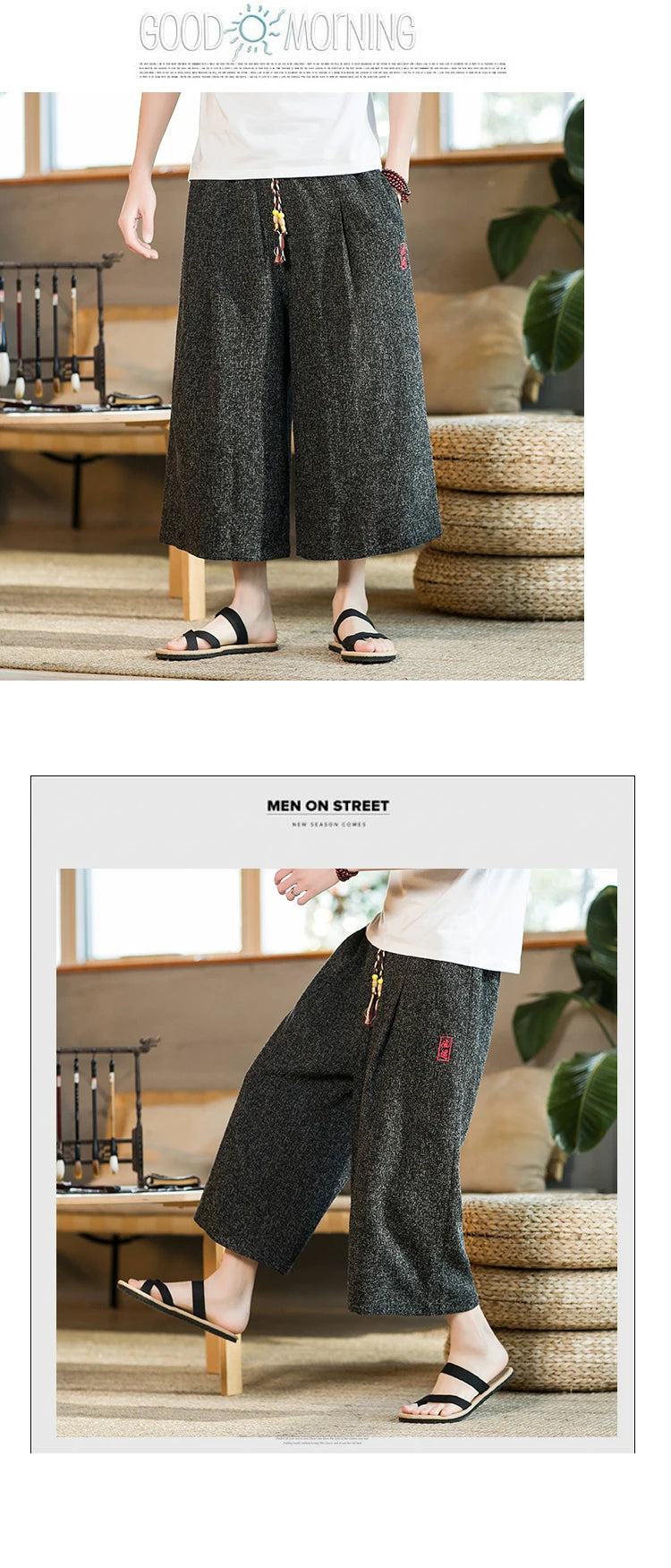 Japan Style Kimono Pants Men Bath Pant Japanese Samurai Harajuku Casual Loose Mens Shorts Yukata Wide Leg Trousers Plus Size 5XL