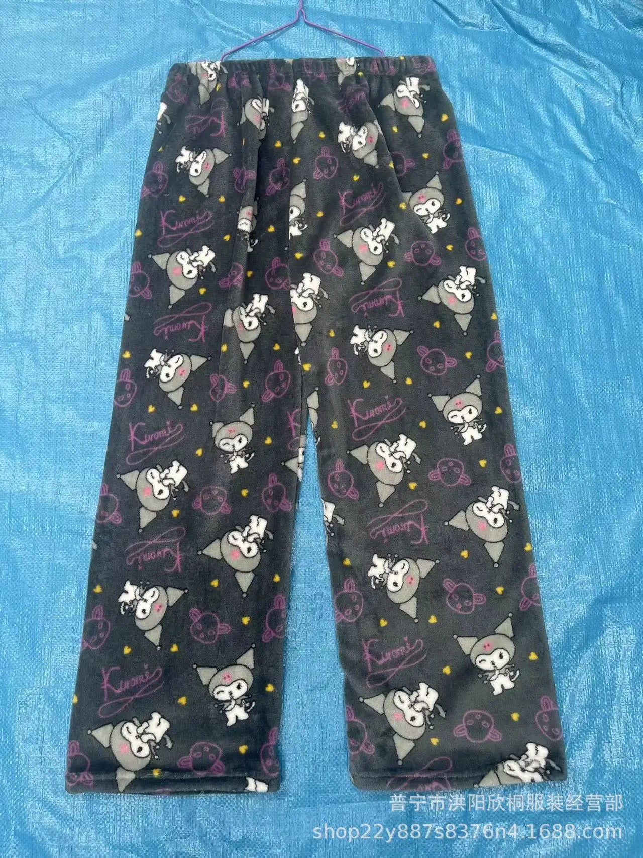 2024 New Sanrio Hello Kitty Kuromi Flannel Pajamas Warm Pants Female Winter Fleece Casual Homewear Pants Leisure Wear Girl Gift