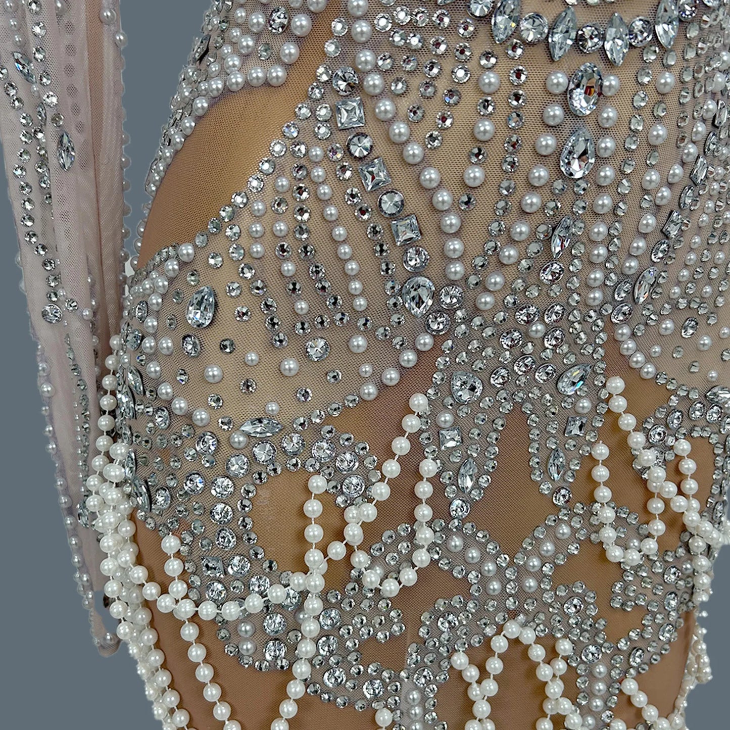 High-end Rhinestones Elegant Sparkly Mini Dress for Women Sexy Party Pearls Crystals Short Dress Luxury Gala Evening Dress Pansi