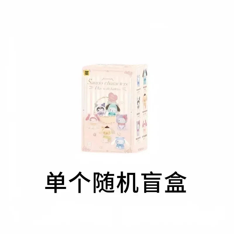 Genuine Play With Kittens Series Blind Box Hellokitty Kuromi Melody Mystery Box Anime Figure Pendant Collection Kid Custom Gift
