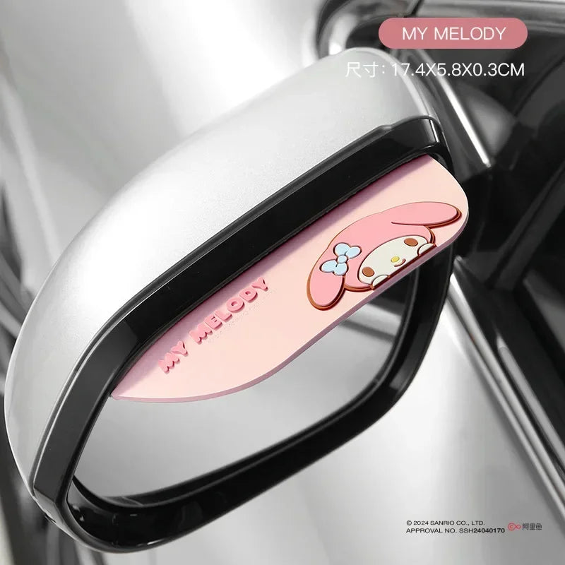 サンリオ カー バックミラー レインブラウ ウェザーガード 視界保護ミラー サンバイザー 防水 キャラクター クローミ マイメロ カーアクセサリー
