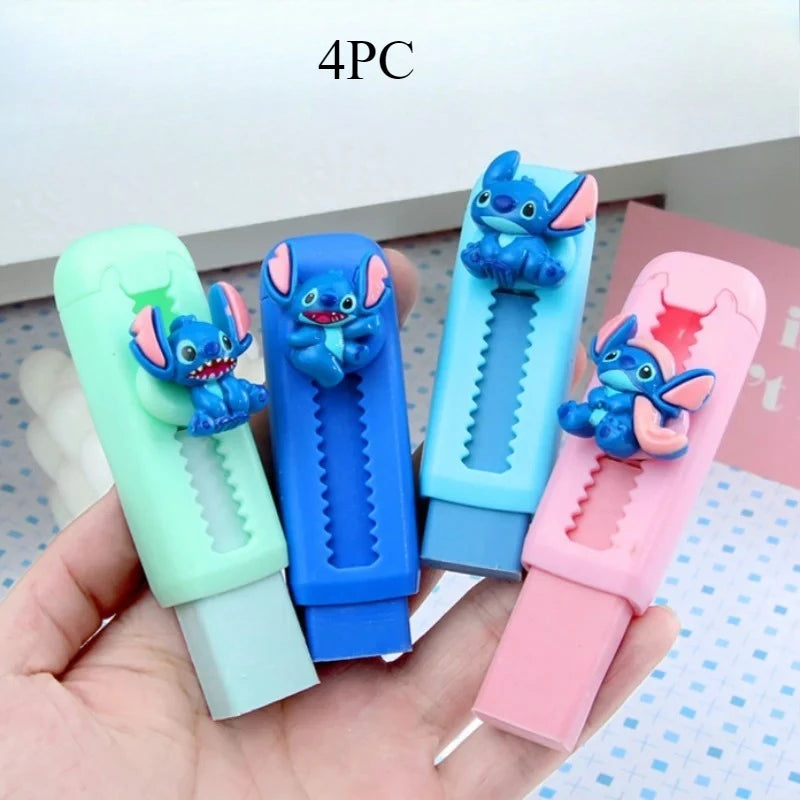 Stitch Push Pull Eraser Cartoon Resin Correction Erasers Writing Pencil Clean Up Students Stationery Office School Supplies
