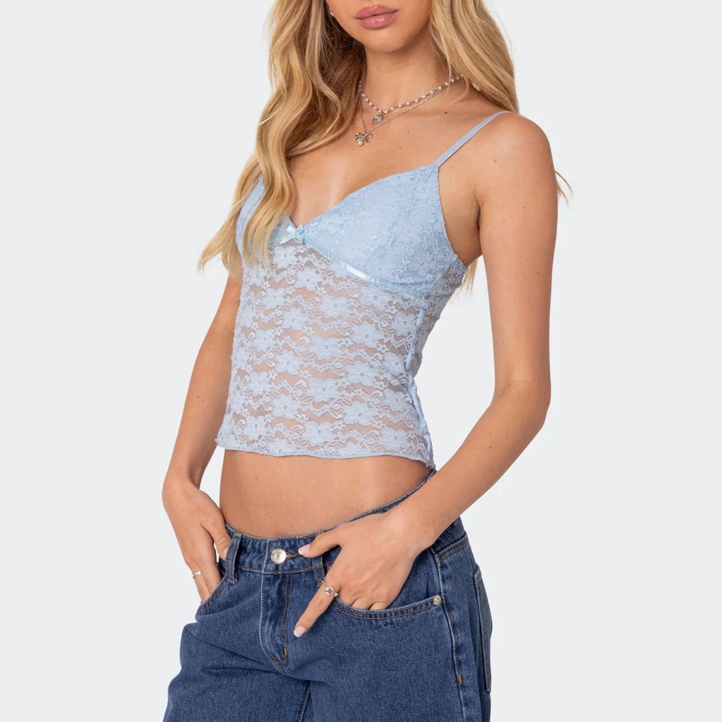 Women Lace Crop Top Sexy Camisole Floral Spaghetti Strap Tank Tops Sleeveless T-Shirt Clubwear Female Aesthetic Camisole
