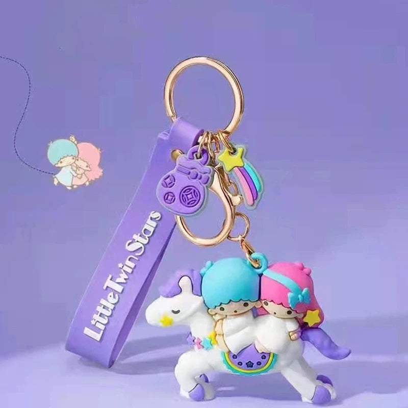 Sanrio Cute Girl Keychain Bag Pendant Pink Kuromi Melody Cinnamoroll Car Key Sanrio Accessories Set Ring Backpack Holiday Gifts