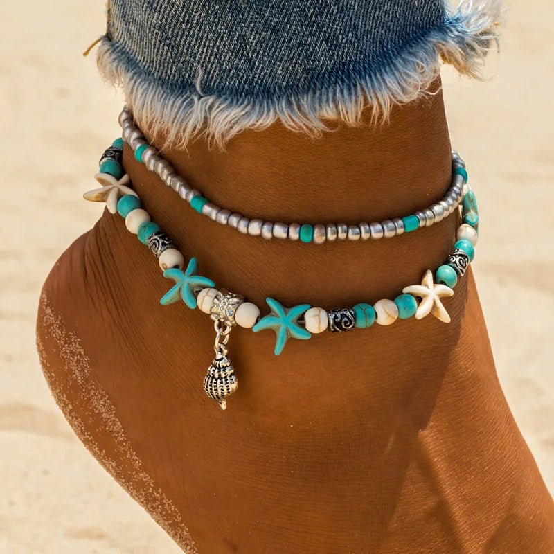 Bohemia Natural Shell Anklets for Women Foot Jewelry Summer Beach Barefoot Bracelet Ankle on Leg Chian Ankle Strap Accessories