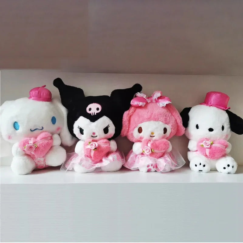 24CM Sanrio Anime Toys Kawaii Kuromi Mymelody Colorful Plush Love Series Stuffed Toy Plush Appease Doll Birthday Valentine Gift