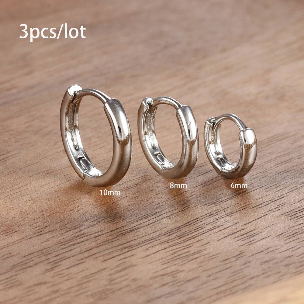 3 Piece Fashion Stainless Steel Round Star Drop Earrings Set for Women 18K Gold Plated Dangle Earring Punk Unisex Rock Jewelry