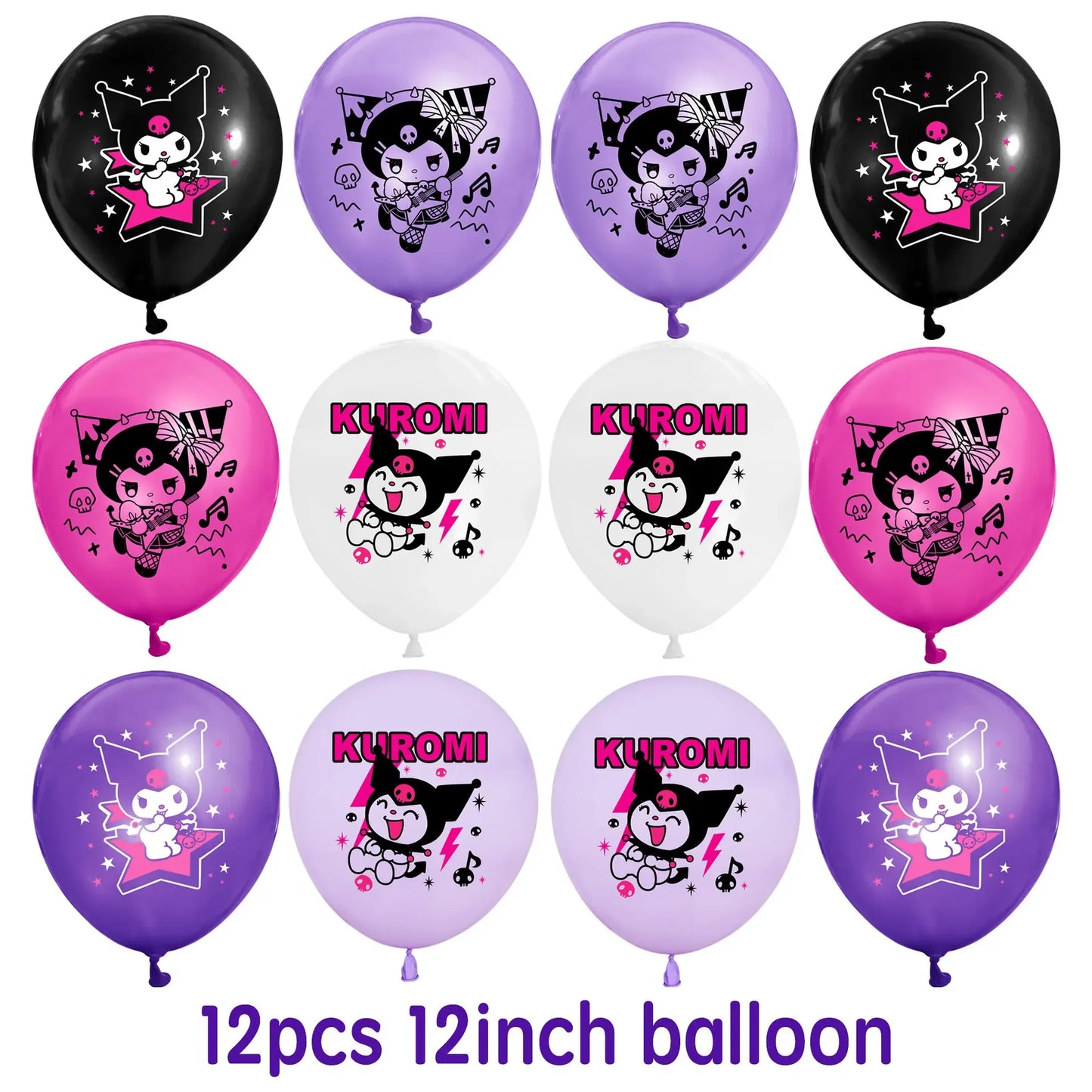 Kuromi Theme Birthday Party Decoration Kid Shower Sanrio Girl Tableware Supplies Tablecloth Number Balloon Cake Topper Gift