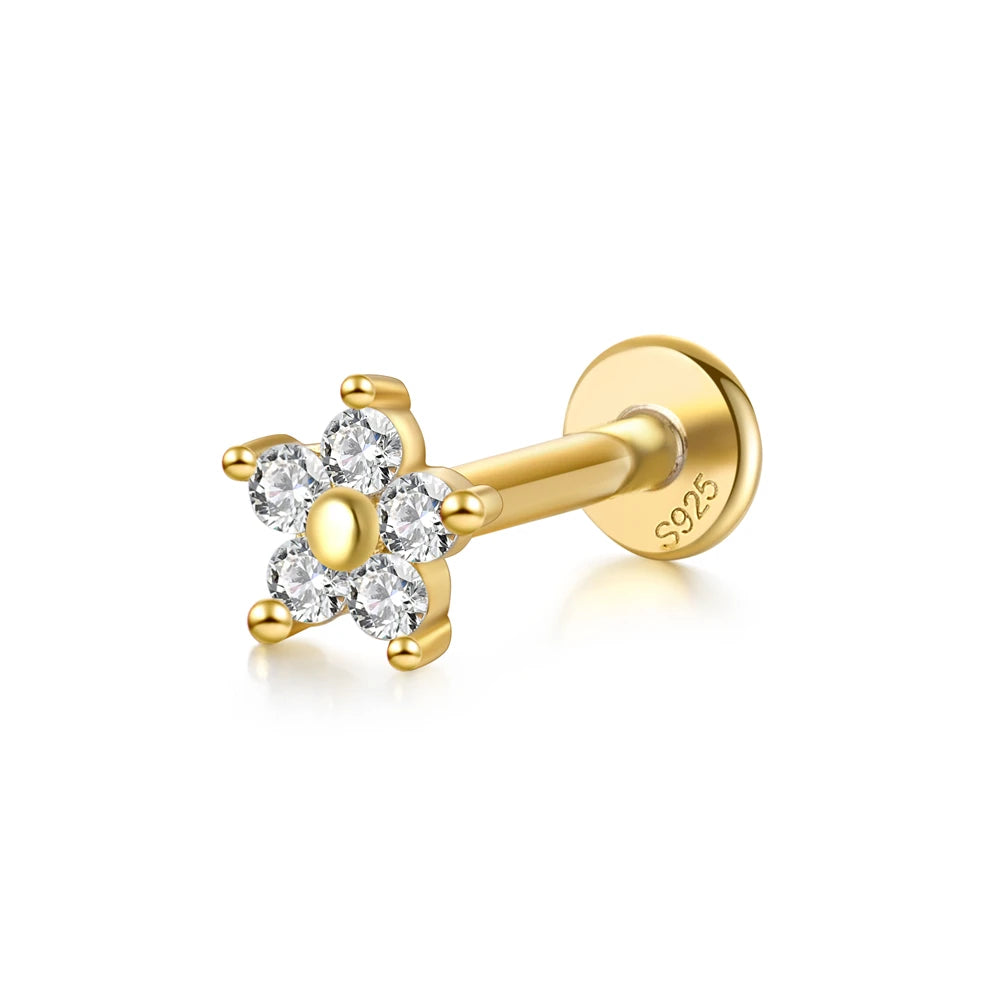 Aide 925 Sterling Silver 1pc Geometry Multi Piercing Stud Earrings For Women K Gold Simple Elegant Tassel Jewelry Gift Pendiente