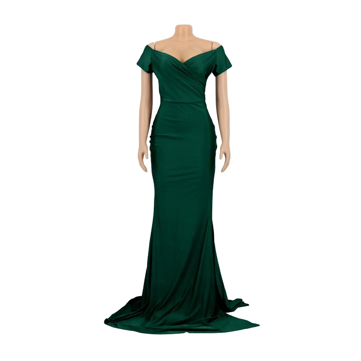 2024Sold Maxi Elegant Luxury Designer Party Dresses Women Off Shoulder Evening Dress Mermaid V-Neck Pleated Backless Long Dress