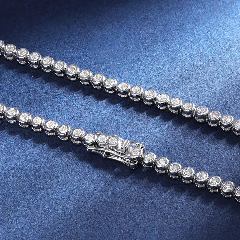 TBCYD 2/3mm Dカラー ラウンドバブル モアサナイト テニスネックレス レディース S925シルバー チョーカーネックレス パーティージュエリー クリスマスギフト